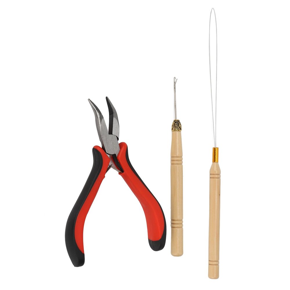 Hair Extension Bead Set with Wooden Handle