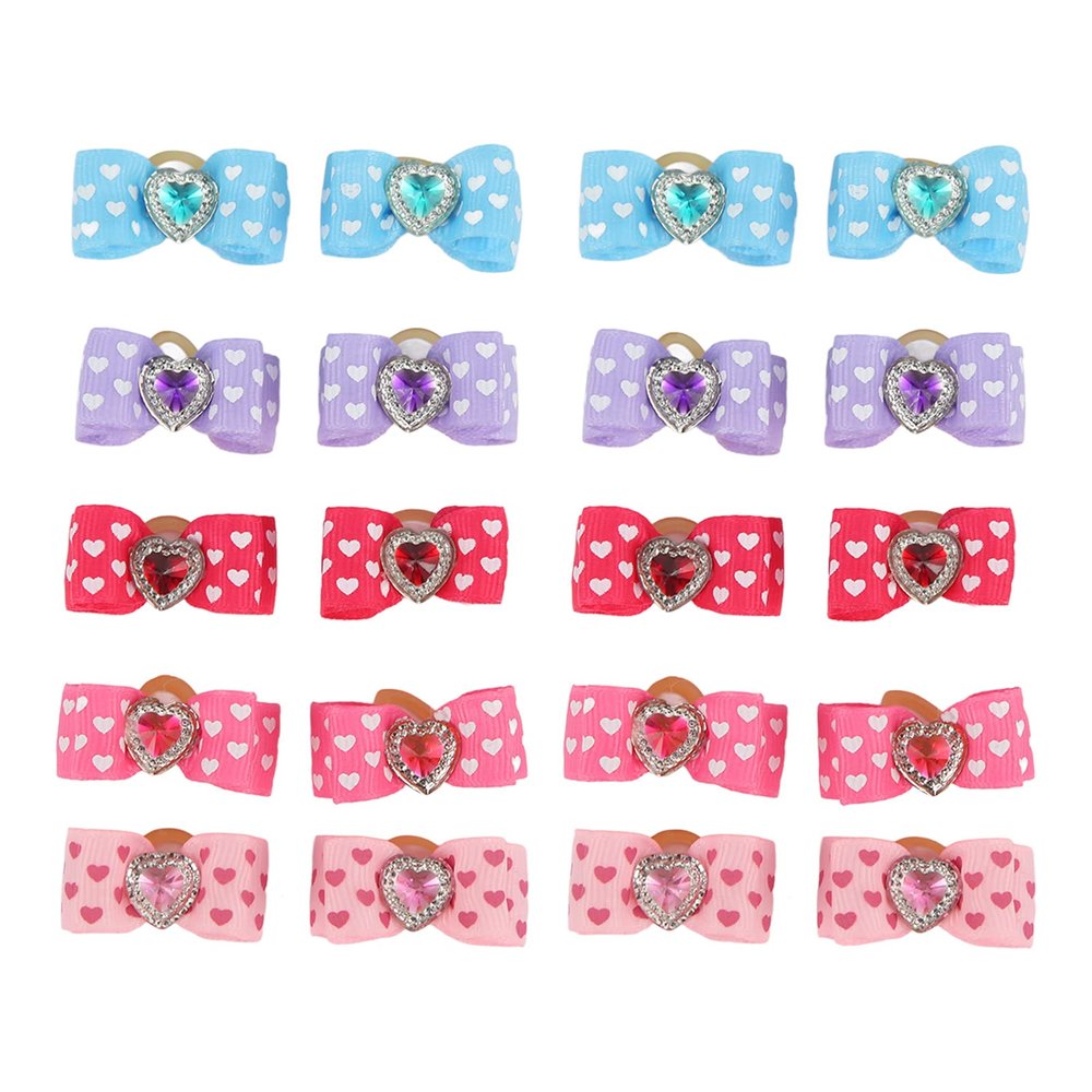 20-Piece Pet Hair Bows with Rubber Bands