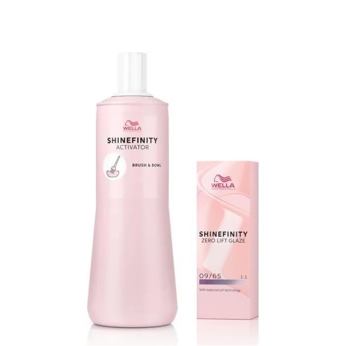 Wella Professionals Shinefinity 09/65 Cool Pink Shimmer, 60 ml + Shinefinity Glaze Activator 2%, 1,000 ml