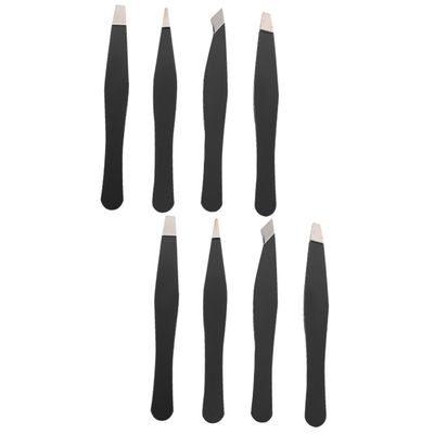 FRCOLOR 8-Piece Mini Stainless Steel Angled-Tip Eyebrow Tweezers