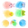 FRCOLOR 4-Piece Bath Pouf Set with Cartoon Animal Designs view 4