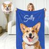 VEELU Personalized Pet Photo Blanket with Name, Blue view 1