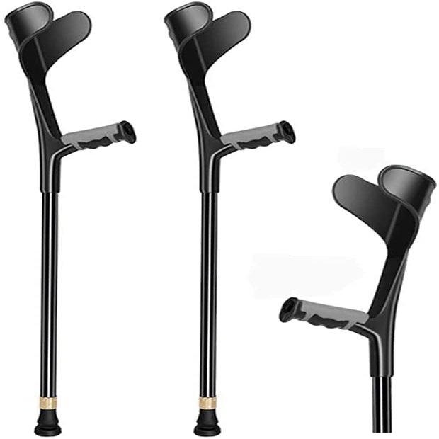 Adjustable Forearm Crutches, Black, Lightweight with Cuff