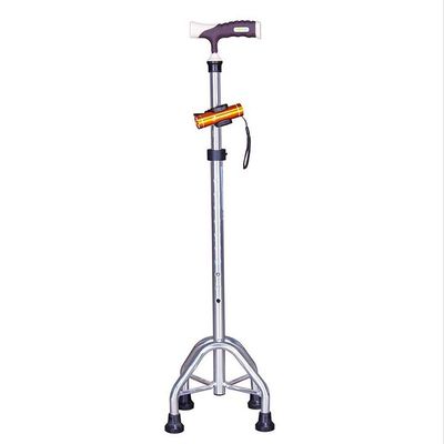 Adjustable Walking Cane with 4-Leg Base and Flashlight, Lightweight Walking Aid