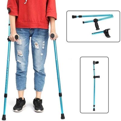 Adjustable Folding Forearm Crutch, Lightweight Aluminum with Shock-Absorbing Spring