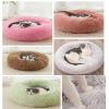 HUAXIQUE Round Plush Donut Dog Bed, Washable, Non-Slip, 80 cm, Burgundy-B view 2
