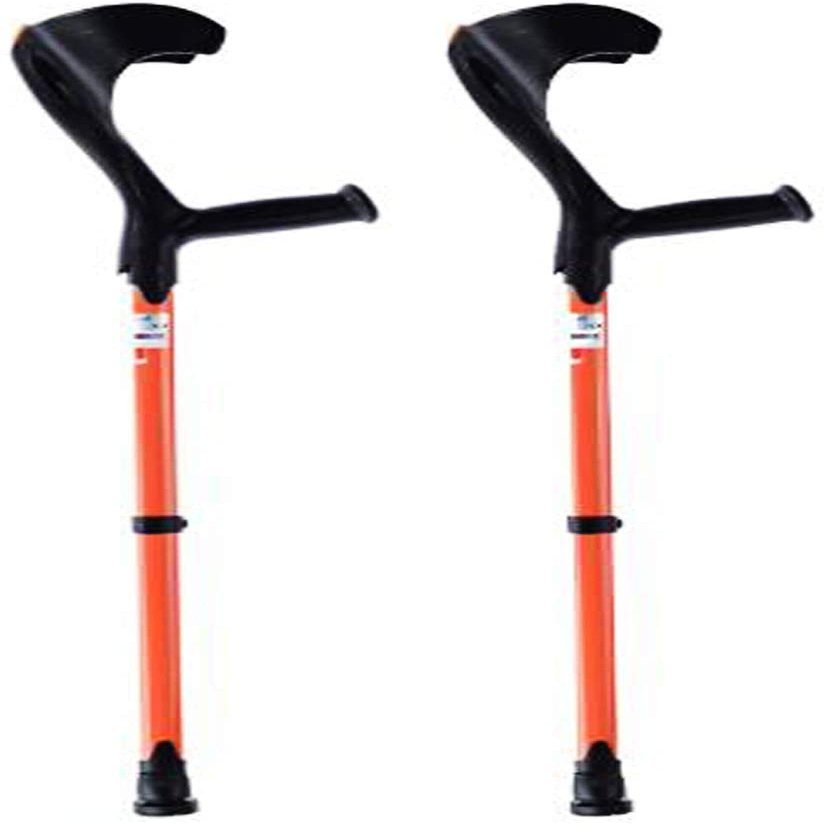 Adjustable Forearm Crutches, Lightweight, with Cuffs, Orange, for Adults