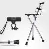 Height-Adjustable Medical Crutches with Seat, Foldable Stainless Steel Crutch Stool, WHE Old Man Walking Stick Stool, Foldable Tripod Seat with LED view 1