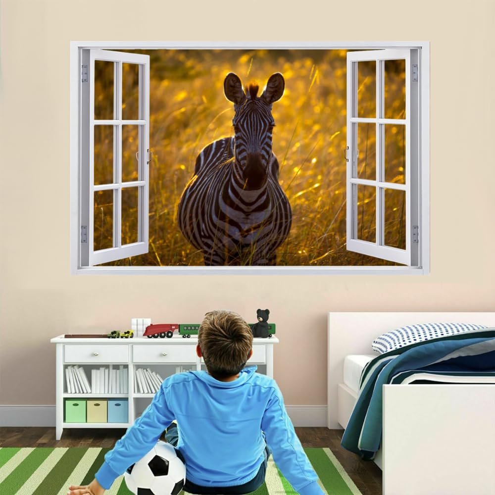 3D Zebra Wall Decal, Removable Wall Sticker, 67 x 45 cm