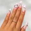 Sethexy French Long Coffin Pink Press-On Nails with 3D Crystal Heart view 3