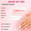 Sethexy French Long Coffin Pink Press-On Nails with 3D Crystal Heart view 4