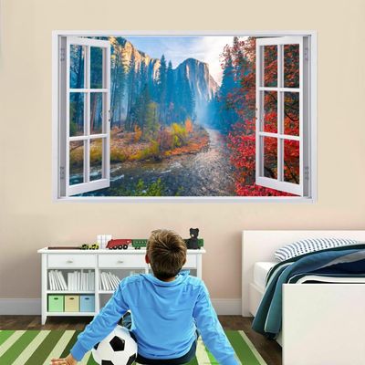 3D Forest Tree Wall Decal with Wall Break Effect, 67 x 45 cm