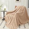Chickwin Fleece Flannel Blanket, Diamond Jacquard, Solid Khaki, 150 x 200 cm view 1