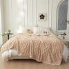 Chickwin Fleece Flannel Blanket, Diamond Jacquard, Solid Khaki, 150 x 200 cm view 2