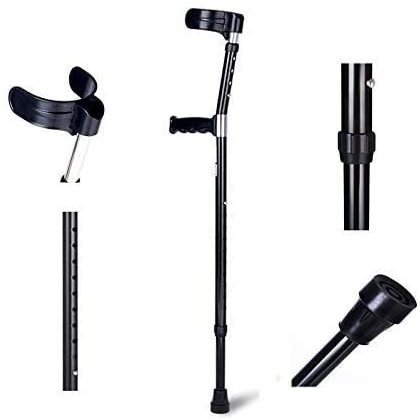 Adjustable Forearm Crutches, Aluminum Alloy, Open Cuff, 10 Height Levels