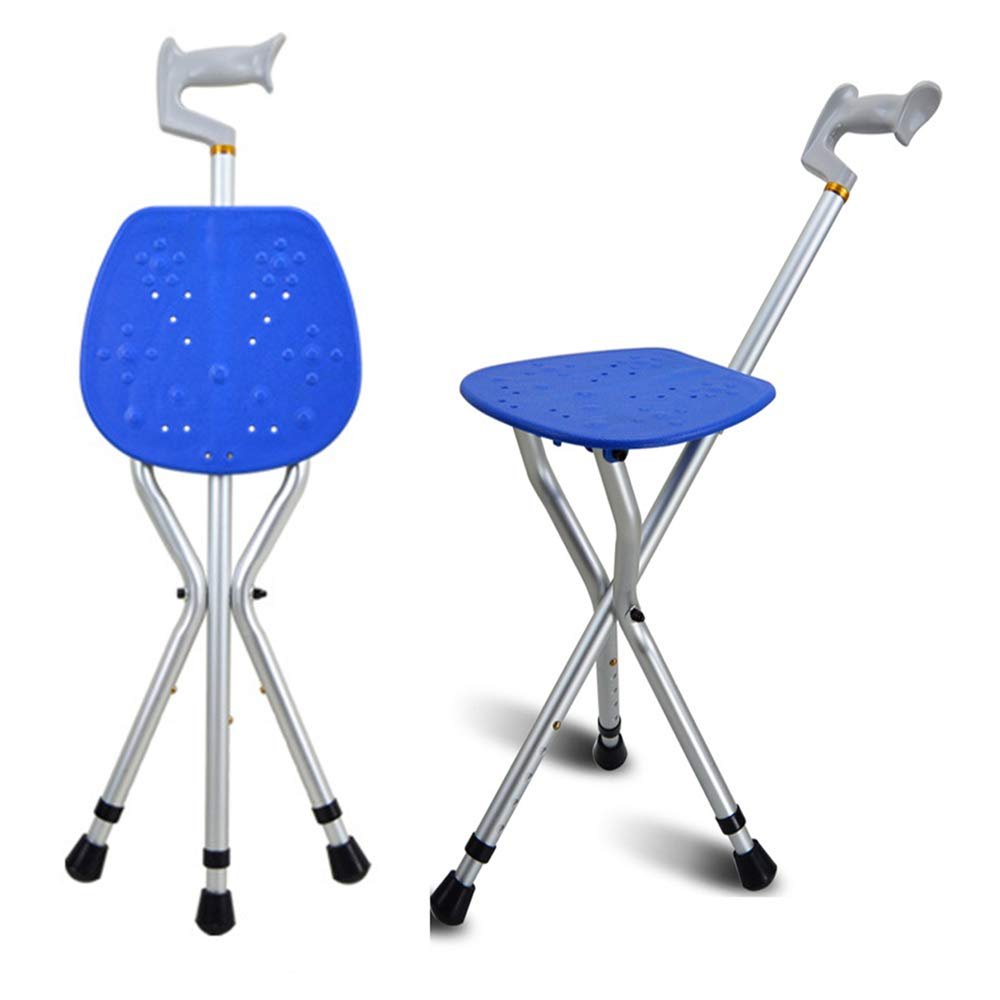 Folding Walking Cane Seat, Telescopic Tripod Stool, Lightweight, Height-Adjustable, Non-Slip Crutch for Seniors and People with Disabilities, for Fishing, Gardening, and Camping (#4)