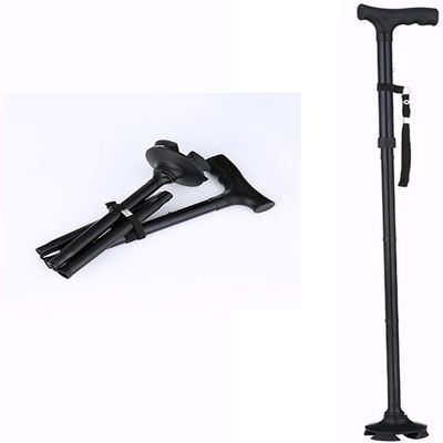 Folding Height-Adjustable T-Handle Walking Cane for Seniors