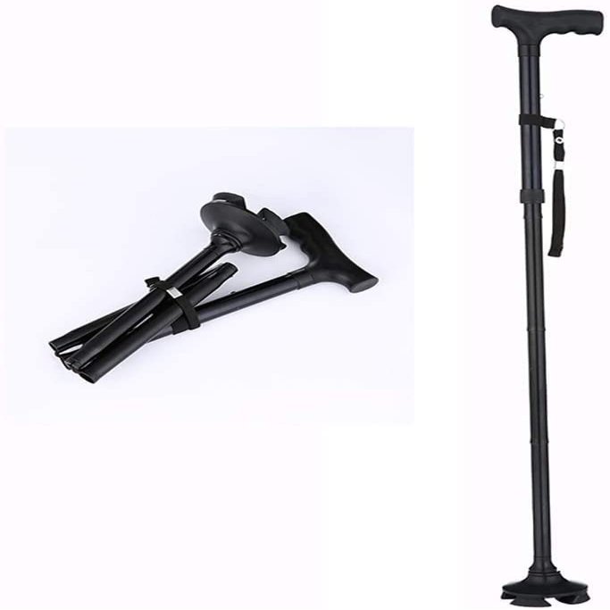 Folding Height-Adjustable T-Handle Walking Cane for Seniors