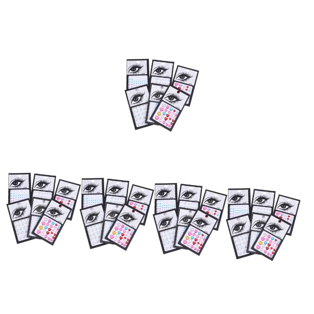 FRCOLOR 5 Sets Acrylic Face Stickers with Heart and Star Rhinestones, 6 Sheets Each