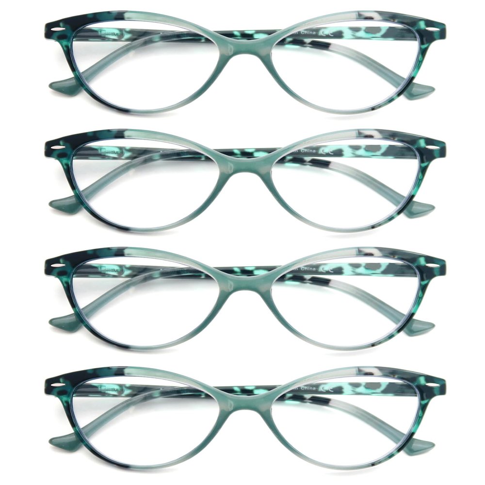 HEEYYOK Women's Cat-Eye Reading Glasses with Floral Pattern, +1.00