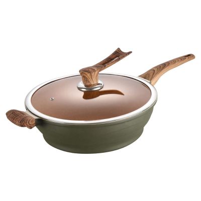 BBAUER Frying Pan with Lid, Induction Wok with Bakelite Handle