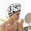 Cifeprak Dalmatian Print Hair Towel with Button, Coral Velvet Hair-Drying Turban Cap view 4