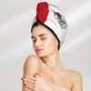 Cifeprak Mexican Flag Hair Towel with Button, Coral Velvet Hair Drying Turban view 2