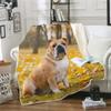 3D English Bulldog Plush Sherpa Blanket, 100 x 130 cm view 2