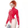 JQYTEN Women's Faux Leather Crotchless Bodysuit view 3