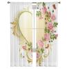 Pink Rose Butterfly Tulle Sheer Curtain view 3