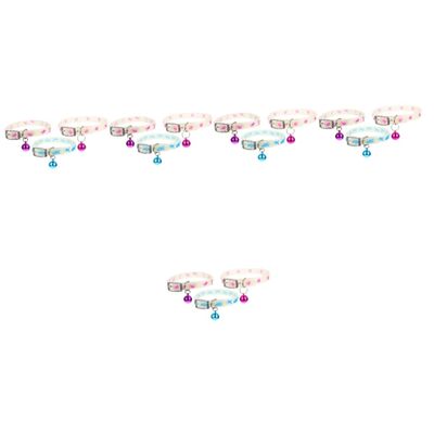 POPETPOP 15-Piece Adjustable Cat Collars with Bells and Fluorescent Dog Collars for Nighttime Activities