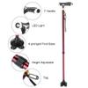 Height-Adjustable Aluminum Walking Cane with T-Handle and 4-Prong Base view 3