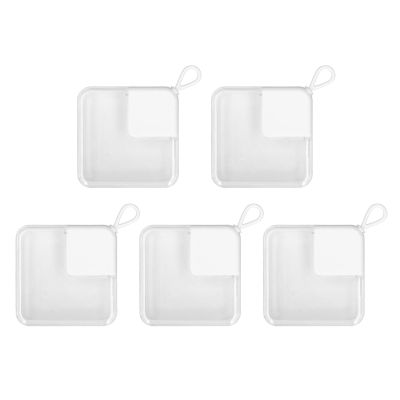 LEMCC 5-Piece Powder Puff Storage Box Set, Portable Makeup Sponge Holders, White Nail Tip Containers