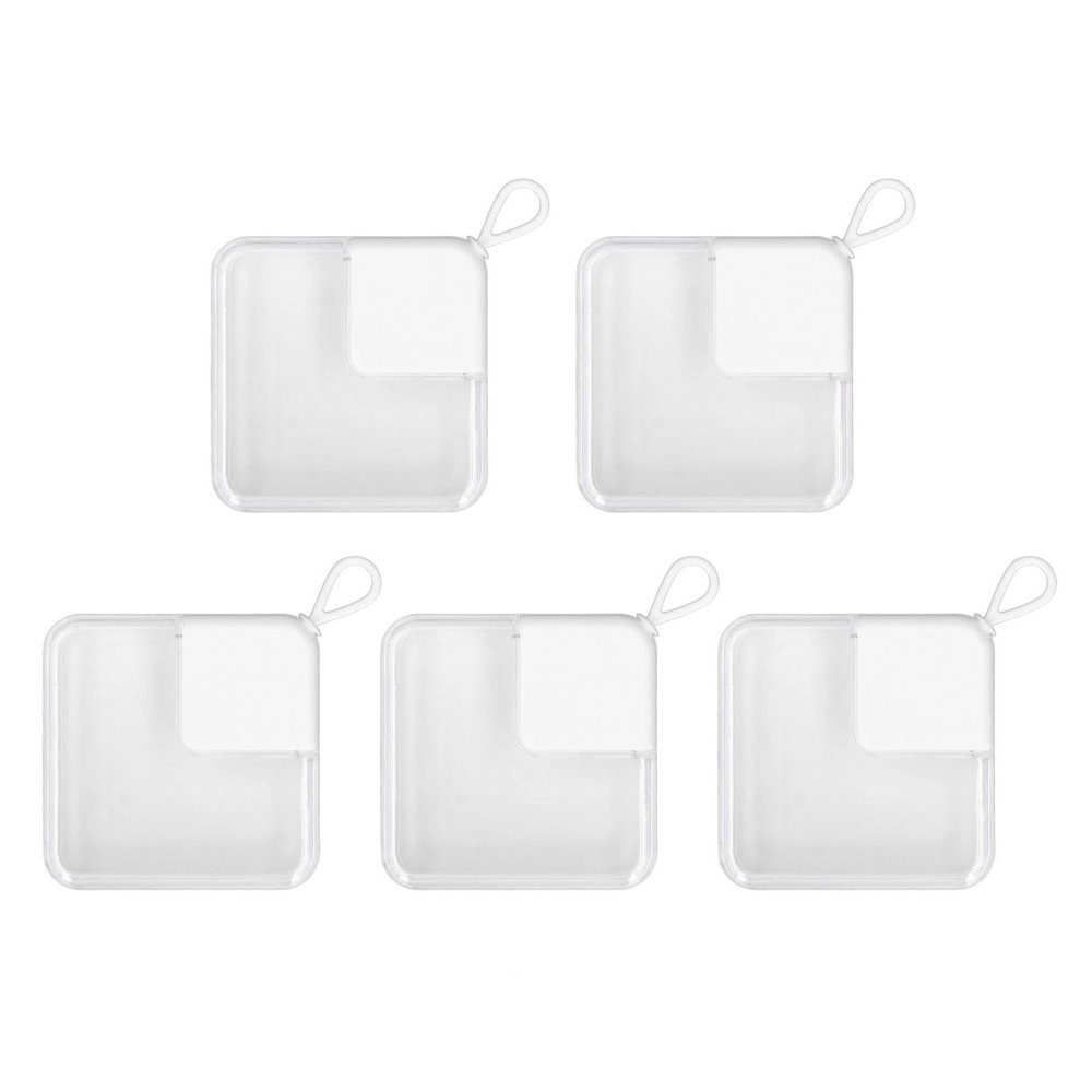 LEMCC 5-Piece Powder Puff Storage Box Set, Portable Makeup Sponge Holders, White Nail Tip Containers
