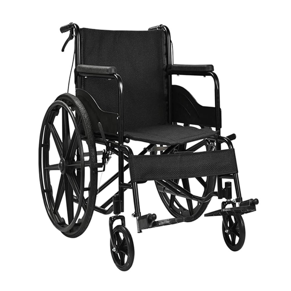 Rieort Ultralight Carbon Steel Wheelchair with Hand Brakes, Foldable, Adjustable Footrests, 220 lb, Manual Wheelchair for Adults