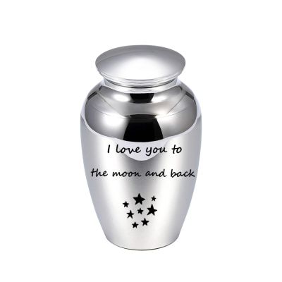 ADENLA 73 mm Stainless Steel Urn for Human Cremation Ashes – I Love You to the Moon and Back