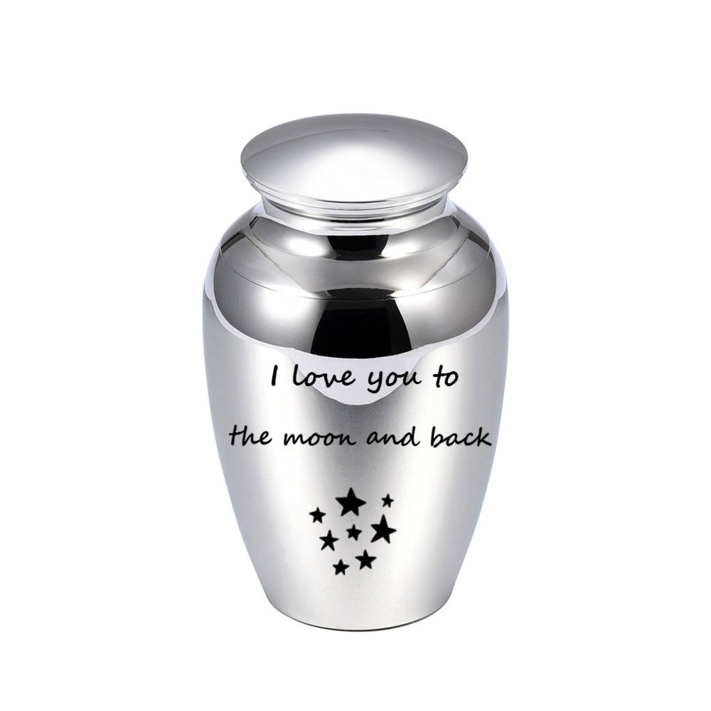 ADENLA 73 mm Stainless Steel Urn for Human Cremation Ashes – I Love You to the Moon and Back