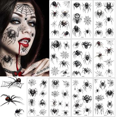 Halloween Spider and Cobweb Temporary Tattoos, 10 Sheets