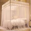 AdeptT Canopy Bed Posts and Curtain Holders with Mosquito Net, White, Twin view 1
