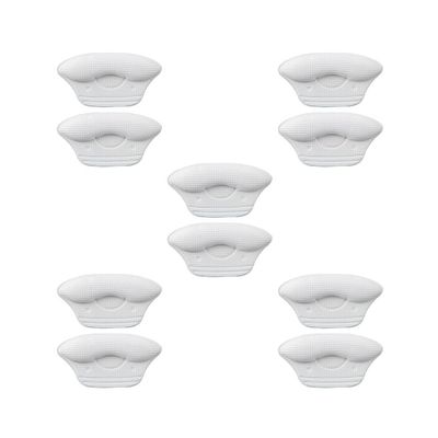 5 Pairs Heel Cushions for Large Shoes, Anti-Slip Heel Grips, Soft Sponge Liners, White, 9 mm