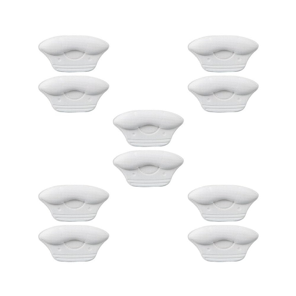 5 Pairs Heel Cushions for Large Shoes, Anti-Slip Heel Grips, Soft Sponge Liners, White, 9 mm
