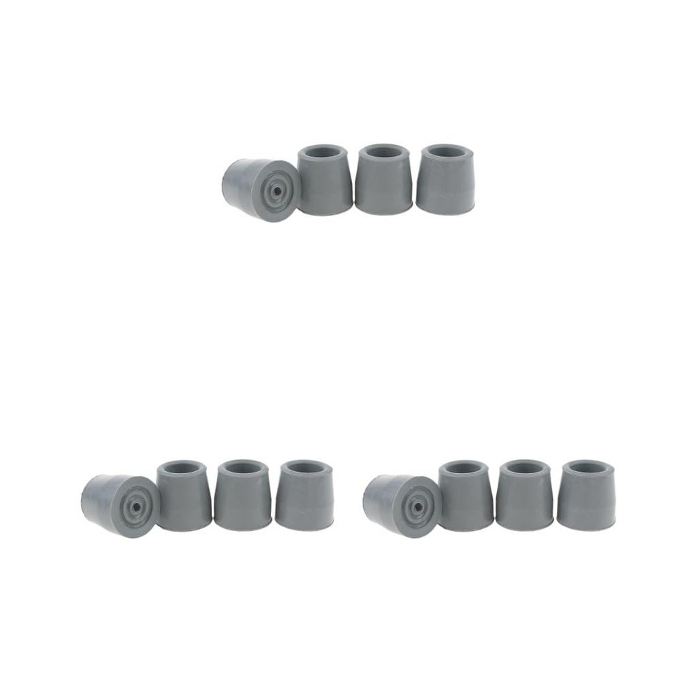 3 Sets of 4 Rubber Crutch Tips, Non-Slip Gray, 4 x 3.8 cm