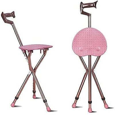 Adult Walking Cane with Folding Seat, Three-Leg Design (Color: B), Family (C) Present