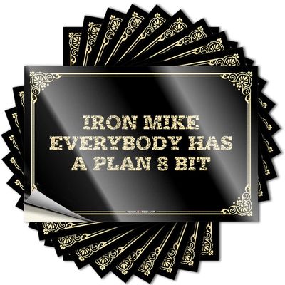 Funny Car Sticker, Iron Mike “Everyone Has a Plan,” 8-Bit Decal, Tool Box Sticker, 12 x 18 cm