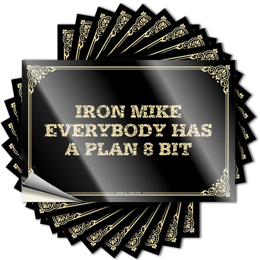 Funny Car Sticker, Iron Mike “Everyone Has a Plan,” 8-Bit Decal, Tool Box Sticker, 12 x 18 cm
