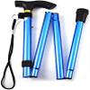 Folding Crutch, Multifunctional Telescoping Walking Cane, Lightweight, Non-Slip, for Older Men (Blue) view 4