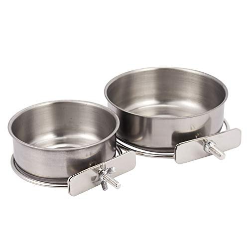 Stainless Steel Parrot Food Cups with Clamp