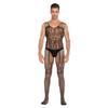 Czizitong Men's Black Sleeveless Mesh Bodystocking, One Size view 1