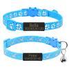 SARUEL Personalized 2-Pack Reflective Cat Collars with Nameplates, Safety Breakaway, Stars and Moons, Bell, Black/Blue, S (20–32 cm) view 1