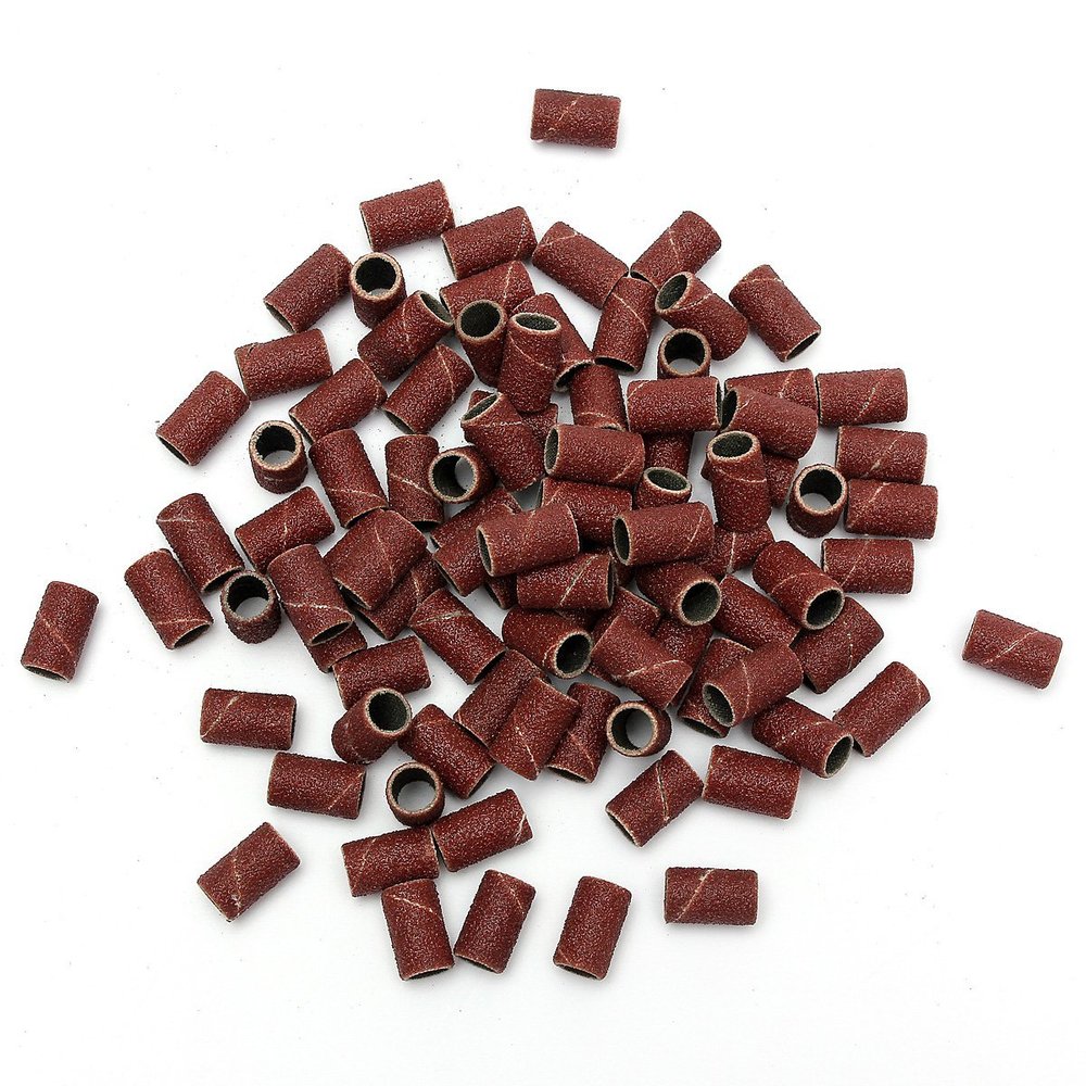 Glakyur 100-Piece Nail Drill Sanding Band Replacement Bits, Pedicure (#80)
